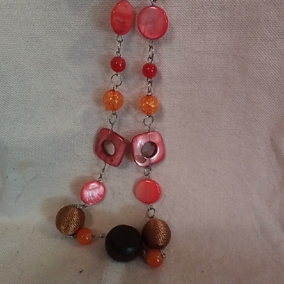 Jewelry - Women’s Pink & Orange Beaded Statement Necklace